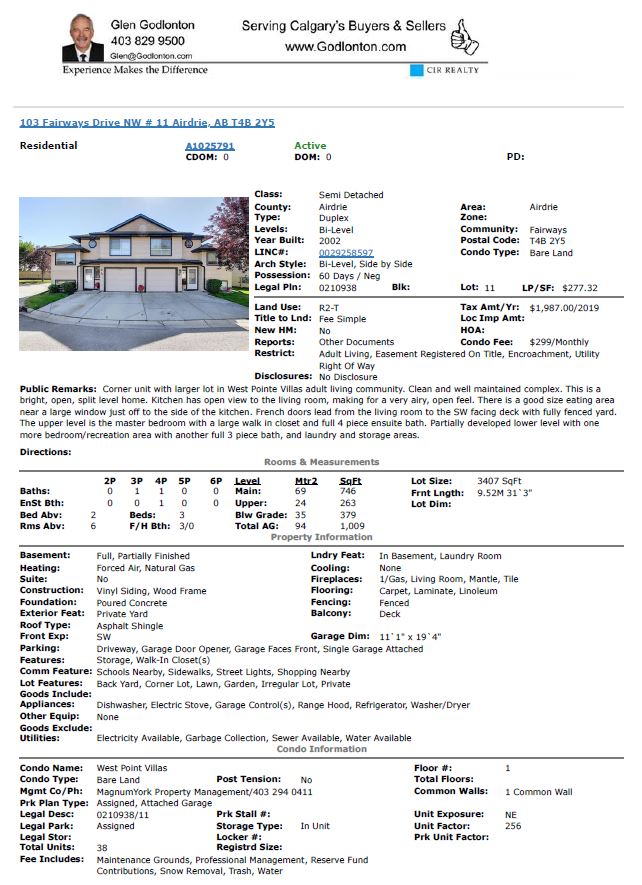 MLS 1 page 1 | #11, 103 Fairways Dr NW
