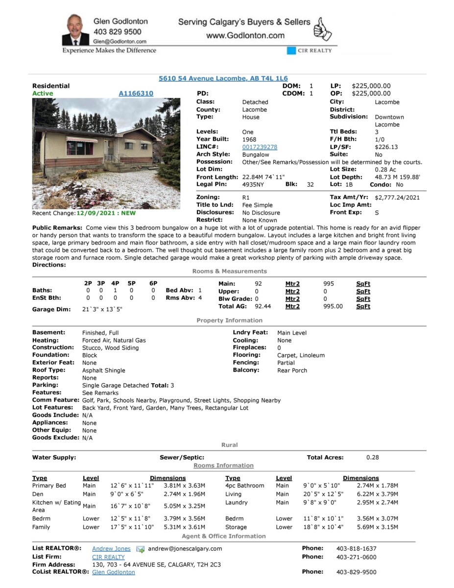 MLS Active Agent Full page 001 | 5610 54 Avenue, Lacombe