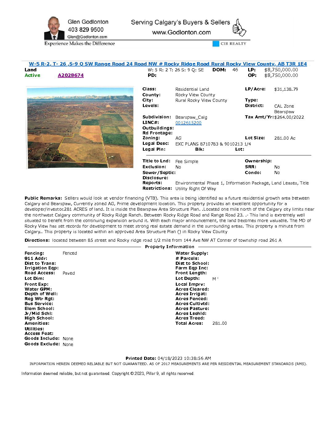 MLS A2028674 Land pdf | Bearspaw Rocky Ridge land Project