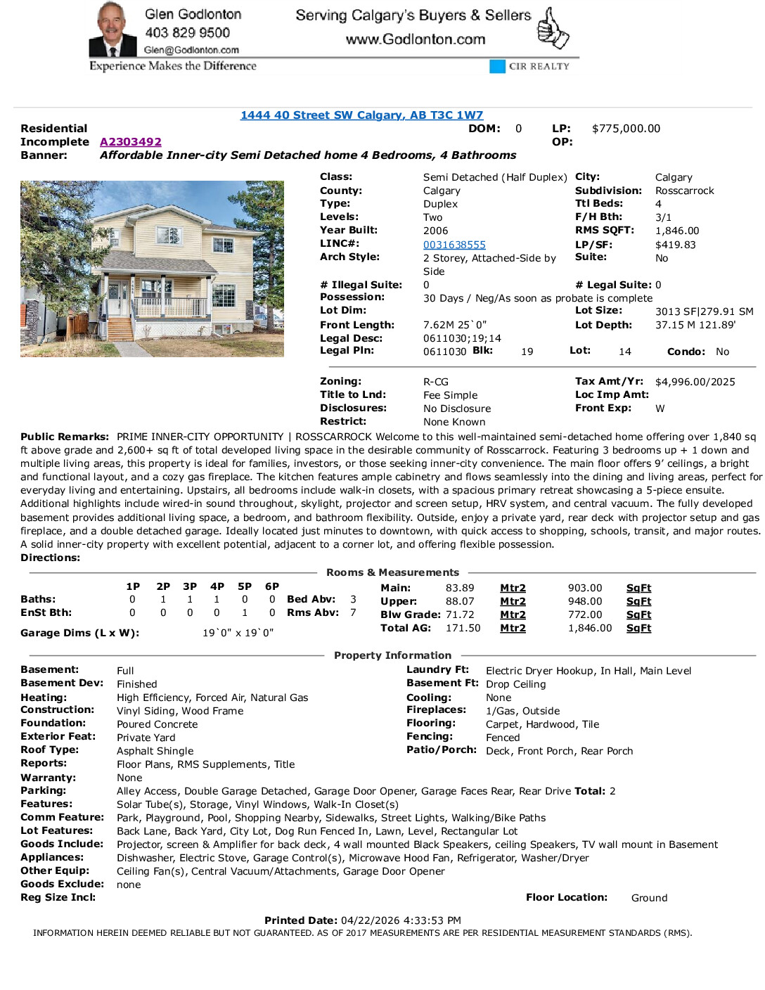 Prelim MLS coming soon active Matrix pdf | 1444-40 Street SW